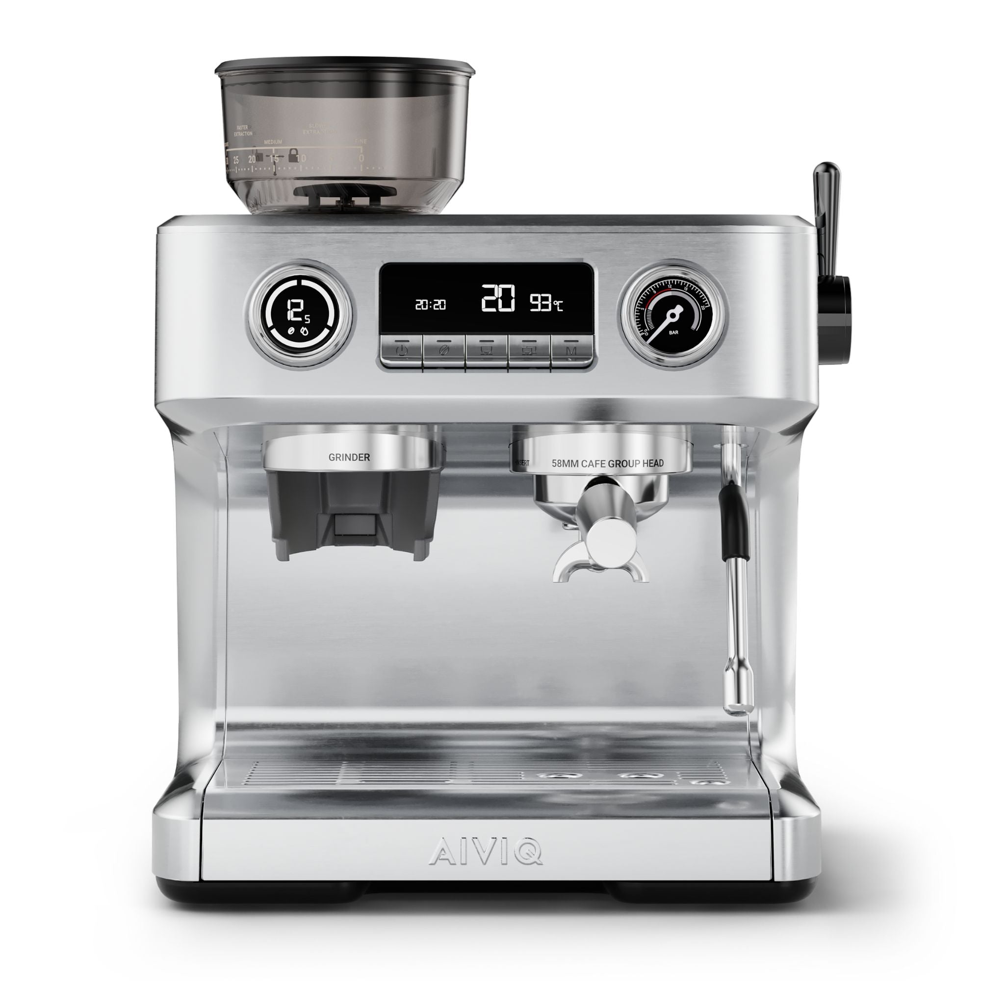 Aiviq Aspire Advanced Espressomaskine Med Kaffekværn Ame 521s Rustfrit Stål 5744004230814