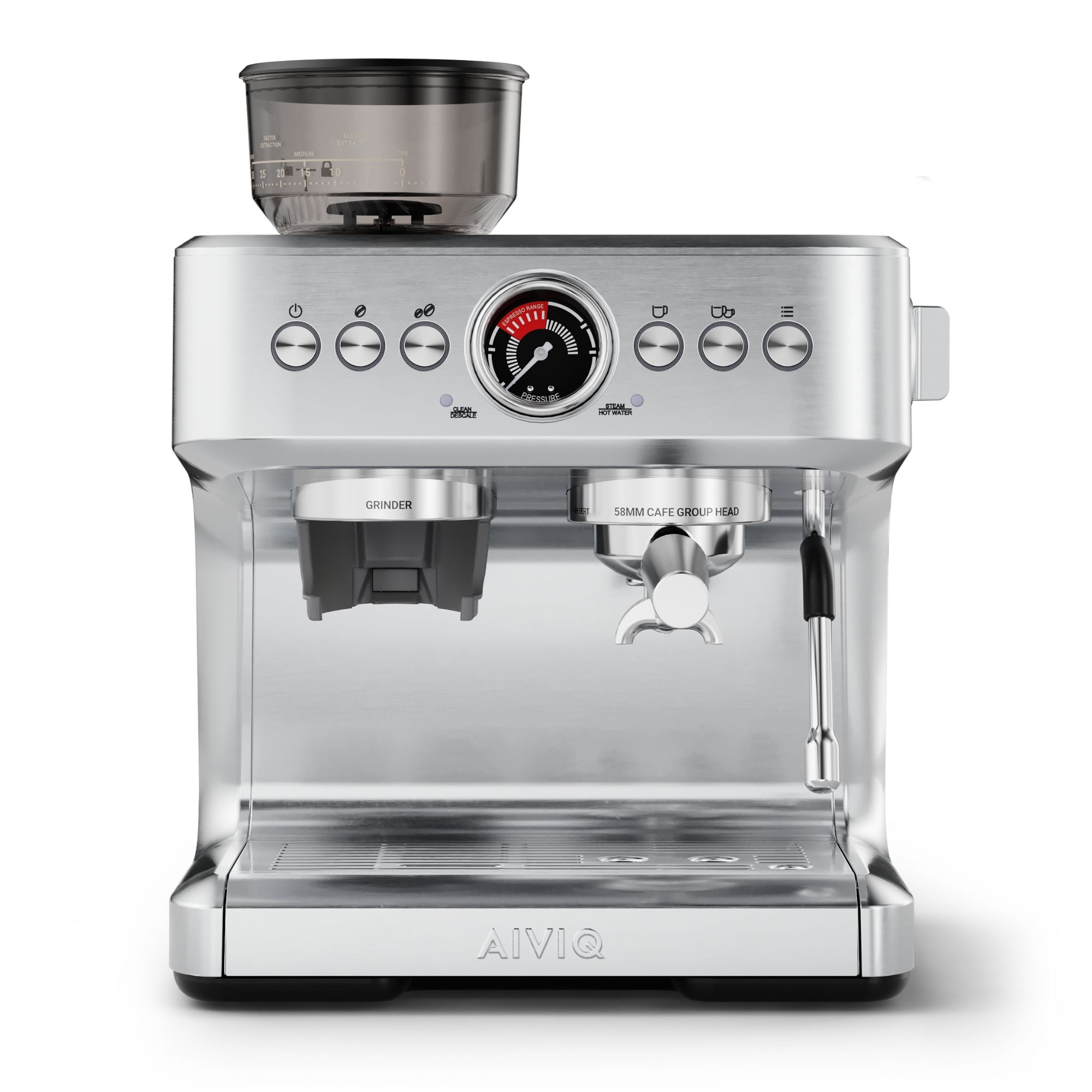 Aiviq Aspire Brew Espressomaskine Med Kaffekværn Ame 361s Rustfrit Stål 5744004230319
